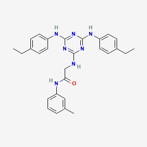 molecular formula C28H31N7O B12458611 N~2~-{4,6-bis[(4-ethylphenyl)amino]-1,3,5-triazin-2-yl}-N-(3-methylphenyl)glycinamide 