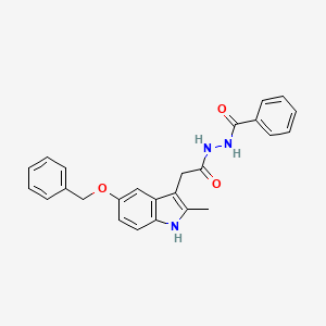 molecular formula C25H23N3O3 B12458629 N'-{2-[5-(benzyloxy)-2-methyl-1H-indol-3-yl]acetyl}benzohydrazide 