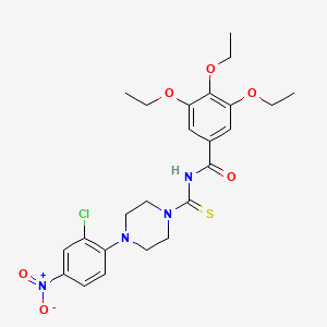 molecular formula C24H29ClN4O6S B12458635 N-[4-(2-chloro-4-nitrophenyl)piperazine-1-carbothioyl]-3,4,5-triethoxybenzamide 