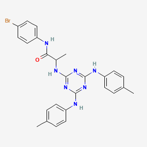 molecular formula C26H26BrN7O B12458646 N~2~-{4,6-bis[(4-methylphenyl)amino]-1,3,5-triazin-2-yl}-N-(4-bromophenyl)alaninamide 