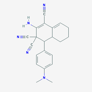 molecular formula C21H21N5 B12458670 2-amino-4-[4-(dimethylamino)phenyl]-4a,5,6,7-tetrahydronaphthalene-1,3,3(4H)-tricarbonitrile 