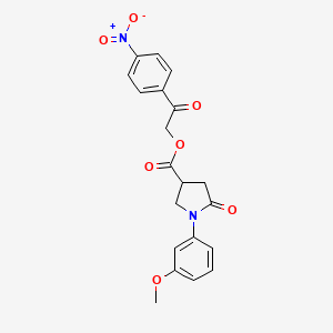 molecular formula C20H18N2O7 B12458685 2-(4-Nitrophenyl)-2-oxoethyl 1-(3-methoxyphenyl)-5-oxopyrrolidine-3-carboxylate 