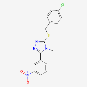 molecular formula C16H13ClN4O2S B12458708 3-[(4-chlorobenzyl)sulfanyl]-4-methyl-5-(3-nitrophenyl)-4H-1,2,4-triazole 