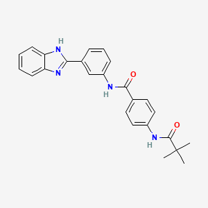 molecular formula C25H24N4O2 B12458766 N-[3-(1H-benzimidazol-2-yl)phenyl]-4-[(2,2-dimethylpropanoyl)amino]benzamide 