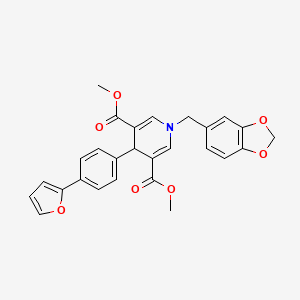 molecular formula C27H23NO7 B12458771 Dimethyl 1-(1,3-benzodioxol-5-ylmethyl)-4-[4-(furan-2-yl)phenyl]-1,4-dihydropyridine-3,5-dicarboxylate 