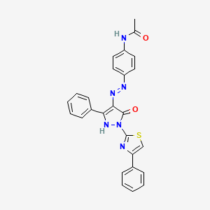 molecular formula C26H20N6O2S B12458839 N-(4-{(2Z)-2-[5-oxo-3-phenyl-1-(4-phenyl-1,3-thiazol-2-yl)-1,5-dihydro-4H-pyrazol-4-ylidene]hydrazinyl}phenyl)acetamide 