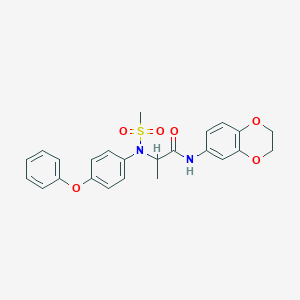 molecular formula C24H24N2O6S B12458873 N-(2,3-dihydro-1,4-benzodioxin-6-yl)-N~2~-(methylsulfonyl)-N~2~-(4-phenoxyphenyl)alaninamide 
