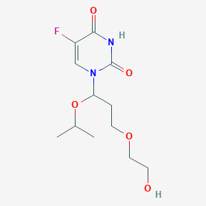 molecular formula C12H19FN2O5 B1245897 2,4(1H,3H)-Pyrimidinedione, 5-fluoro-1-(3-(2-hydroxyethoxy)-1-(1-methylethoxy)propyl)- CAS No. 138969-77-4