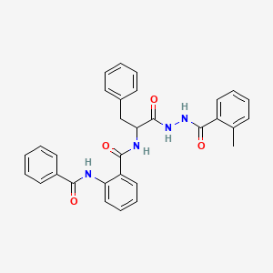 molecular formula C31H28N4O4 B12458979 N-(1-{2-[(2-methylphenyl)carbonyl]hydrazinyl}-1-oxo-3-phenylpropan-2-yl)-2-[(phenylcarbonyl)amino]benzamide (non-preferred name) 