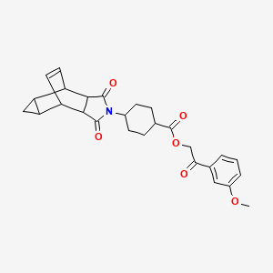 molecular formula C27H29NO6 B12458984 2-(3-methoxyphenyl)-2-oxoethyl 4-(1,3-dioxooctahydro-4,6-ethenocyclopropa[f]isoindol-2(1H)-yl)cyclohexanecarboxylate 
