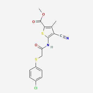 molecular formula C16H13ClN2O3S2 B12459011 Methyl 5-({[(4-chlorophenyl)sulfanyl]acetyl}amino)-4-cyano-3-methylthiophene-2-carboxylate 