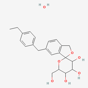 molecular formula C22H28O7 B12459031 6-[(4-ethylphenyl)methyl]-6'-(hydroxymethyl)-3H-spiro[2-benzofuran-1,2'-oxane]-3',4',5'-triol hydrate 