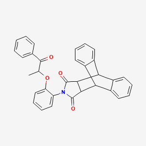 molecular formula C33H25NO4 B12459057 17-{2-[(1-Oxo-1-phenylpropan-2-yl)oxy]phenyl}-17-azapentacyclo[6.6.5.0~2,7~.0~9,14~.0~15,19~]nonadeca-2,4,6,9,11,13-hexaene-16,18-dione (non-preferred name) 