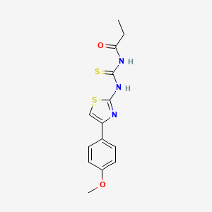 molecular formula C14H15N3O2S2 B12459065 N-{[4-(4-methoxyphenyl)-1,3-thiazol-2-yl]carbamothioyl}propanamide 