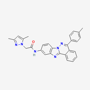 molecular formula C28H24N6O B12459094 2-(3,5-dimethyl-1H-pyrazol-1-yl)-N-[5-(4-methylphenyl)benzimidazo[2,1-a]phthalazin-10-yl]acetamide 