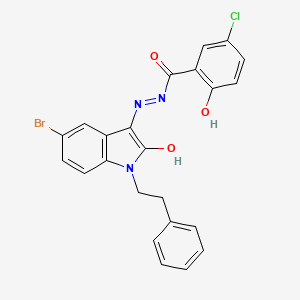 molecular formula C23H17BrClN3O3 B12459102 N'-[(3Z)-5-bromo-2-oxo-1-(2-phenylethyl)-1,2-dihydro-3H-indol-3-ylidene]-5-chloro-2-hydroxybenzohydrazide 