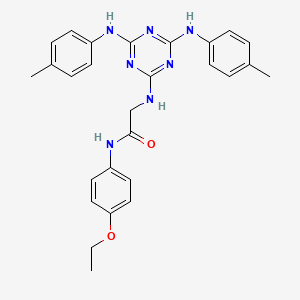 molecular formula C27H29N7O2 B12459135 N~2~-{4,6-bis[(4-methylphenyl)amino]-1,3,5-triazin-2-yl}-N-(4-ethoxyphenyl)glycinamide 