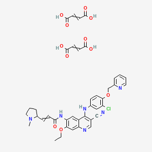 molecular formula C40H39ClN6O11 B12459151 N-(4-{[3-chloro-4-(pyridin-2-ylmethoxy)phenyl]amino}-3-cyano-7-ethoxyquinolin-6-yl)-3-(1-methylpyrrolidin-2-yl)prop-2-enamide; bis(butenedioic acid) 