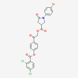 molecular formula C26H18BrCl2NO6 B12459155 2-(4-{[(2,4-Dichlorophenyl)carbonyl]oxy}phenyl)-2-oxoethyl 1-(4-bromophenyl)-5-oxopyrrolidine-3-carboxylate 