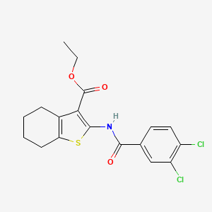 molecular formula C18H17Cl2NO3S B12459165 Ethyl 2-{[(3,4-dichlorophenyl)carbonyl]amino}-4,5,6,7-tetrahydro-1-benzothiophene-3-carboxylate 