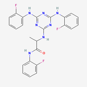 molecular formula C24H20F3N7O B12459174 N~2~-{4,6-bis[(2-fluorophenyl)amino]-1,3,5-triazin-2-yl}-N-(2-fluorophenyl)alaninamide 