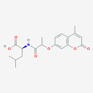 molecular formula C19H23NO6 B12459176 N-{2-[(4-methyl-2-oxo-2H-chromen-7-yl)oxy]propanoyl}-L-leucine 