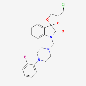 molecular formula C22H23ClFN3O3 B12459200 4-(Chloromethyl)-1'-{[4-(2-fluorophenyl)piperazin-1-YL]methyl}spiro[1,3-dioxolane-2,3'-indol]-2'-one 