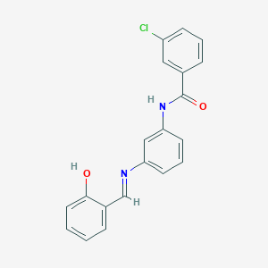 molecular formula C20H15ClN2O2 B12459205 3-chloro-N-(3-{[(E)-(2-hydroxyphenyl)methylidene]amino}phenyl)benzamide 