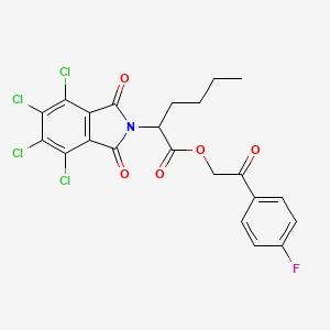 molecular formula C22H16Cl4FNO5 B12459206 2-(4-fluorophenyl)-2-oxoethyl 2-(4,5,6,7-tetrachloro-1,3-dioxo-1,3-dihydro-2H-isoindol-2-yl)hexanoate 