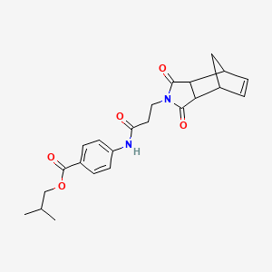 molecular formula C23H26N2O5 B12459231 2-methylpropyl 4-{[3-(1,3-dioxo-1,3,3a,4,7,7a-hexahydro-2H-4,7-methanoisoindol-2-yl)propanoyl]amino}benzoate 