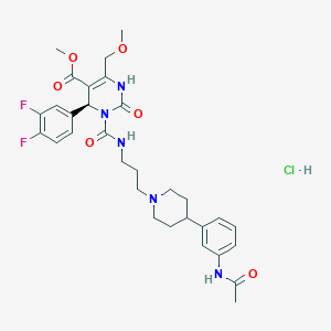 methyl (4S)-3-[3-[4-(3-acetamidophenyl)piperidin-1-yl]propylcarbamoyl]-4-(3,4-difluorophenyl)-6-(methoxymethyl)-2-oxo-1,4-dihydropyrimidine-5-carboxylate;hydrochloride