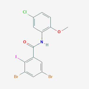 molecular formula C14H9Br2ClINO2 B12459245 3,5-dibromo-N-(5-chloro-2-methoxyphenyl)-2-iodobenzamide 