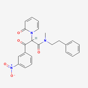 molecular formula C23H21N3O5 B12459263 N-methyl-3-(3-nitrophenyl)-3-oxo-2-(2-oxopyridin-1(2H)-yl)-N-(2-phenylethyl)propanamide 