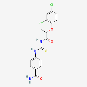 molecular formula C17H15Cl2N3O3S B12459289 4-({[2-(2,4-Dichlorophenoxy)propanoyl]carbamothioyl}amino)benzamide 
