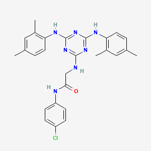 molecular formula C27H28ClN7O B12459308 N~2~-{4,6-bis[(2,4-dimethylphenyl)amino]-1,3,5-triazin-2-yl}-N-(4-chlorophenyl)glycinamide 