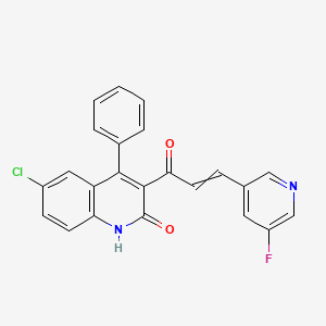 molecular formula C23H14ClFN2O2 B12459330 6-chloro-3-[(2E)-3-(5-fluoropyridin-3-yl)prop-2-enoyl]-4-phenyl-1H-quinolin-2-one 