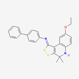 molecular formula C26H24N2OS2 B12459342 N-[(1Z)-8-ethoxy-4,4-dimethyl-4,5-dihydro-1H-[1,2]dithiolo[3,4-c]quinolin-1-ylidene]biphenyl-4-amine 