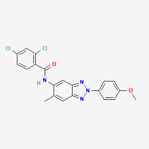 molecular formula C21H16Cl2N4O2 B12459353 2,4-dichloro-N-[2-(4-methoxyphenyl)-6-methyl-2H-benzotriazol-5-yl]benzamide 