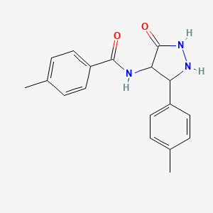 molecular formula C18H19N3O2 B12459354 4-methyl-N-[3-(4-methylphenyl)-5-oxopyrazolidin-4-yl]benzamide 