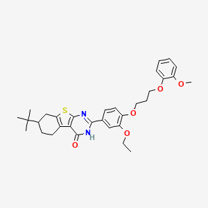 molecular formula C32H38N2O5S B12459373 7-tert-butyl-2-{3-ethoxy-4-[3-(2-methoxyphenoxy)propoxy]phenyl}-5,6,7,8-tetrahydro[1]benzothieno[2,3-d]pyrimidin-4(3H)-one 