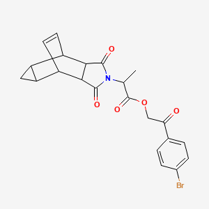 molecular formula C22H20BrNO5 B12459489 2-(4-bromophenyl)-2-oxoethyl 2-(1,3-dioxooctahydro-4,6-ethenocyclopropa[f]isoindol-2(1H)-yl)propanoate 