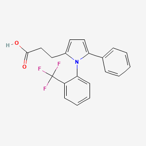 molecular formula C20H16F3NO2 B12459491 3-{5-phenyl-1-[2-(trifluoromethyl)phenyl]-1H-pyrrol-2-yl}propanoic acid 