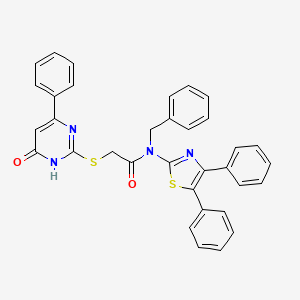 molecular formula C34H26N4O2S2 B12459499 N-benzyl-N-(4,5-diphenyl-1,3-thiazol-2-yl)-2-[(4-oxo-6-phenyl-1H-pyrimidin-2-yl)sulfanyl]acetamide CAS No. 402719-23-7