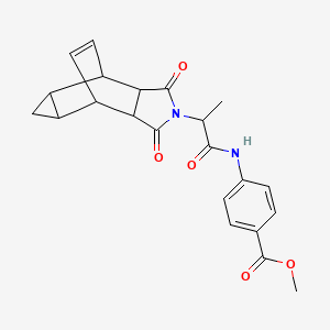 molecular formula C22H22N2O5 B12459537 methyl 4-{[2-(1,3-dioxooctahydro-4,6-ethenocyclopropa[f]isoindol-2(1H)-yl)propanoyl]amino}benzoate 