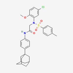 molecular formula C32H35ClN2O4S B12459544 N~2~-(5-chloro-2-methoxyphenyl)-N~2~-[(4-methylphenyl)sulfonyl]-N-{4-[(3s,5s,7s)-tricyclo[3.3.1.1~3,7~]dec-1-yl]phenyl}glycinamide 