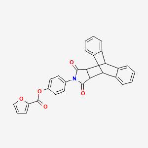 molecular formula C29H19NO5 B12459564 4-(16,18-Dioxo-17-azapentacyclo[6.6.5.0~2,7~.0~9,14~.0~15,19~]nonadeca-2,4,6,9,11,13-hexaen-17-yl)phenyl furan-2-carboxylate (non-preferred name) 