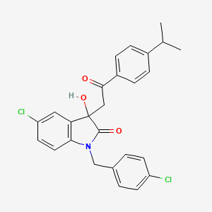 molecular formula C26H23Cl2NO3 B12459582 5-chloro-1-(4-chlorobenzyl)-3-hydroxy-3-{2-oxo-2-[4-(propan-2-yl)phenyl]ethyl}-1,3-dihydro-2H-indol-2-one 