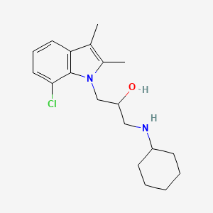 molecular formula C19H27ClN2O B12459594 1-(7-chloro-2,3-dimethyl-1H-indol-1-yl)-3-(cyclohexylamino)propan-2-ol 
