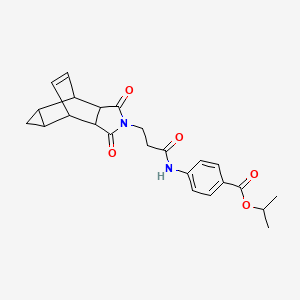 molecular formula C24H26N2O5 B12459602 propan-2-yl 4-{[3-(1,3-dioxooctahydro-4,6-ethenocyclopropa[f]isoindol-2(1H)-yl)propanoyl]amino}benzoate 