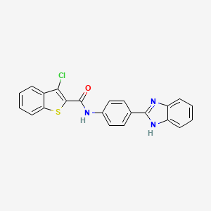 molecular formula C22H14ClN3OS B12459609 N-[4-(1H-benzimidazol-2-yl)phenyl]-3-chloro-1-benzothiophene-2-carboxamide 